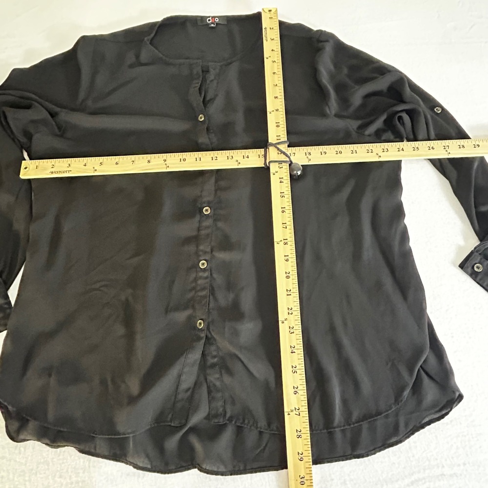 Cleo Black Button Front High‎ Low Long Sleeve Blouse Shirt Top Plus Size 3X - Picture 6 of 7